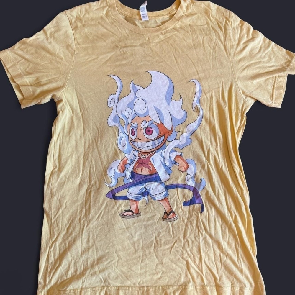 One Piece Luffy Gear 5 Graphic T-Shirt Tan‎ Anime Size L